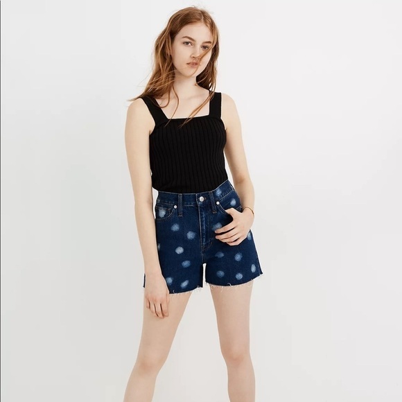 Madewell NWT The Perfect Vintage Jean Short: Polka Dot Edition Size 26 Highrise - Picture 1 of 16